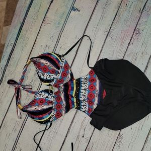 Black and red design monokini